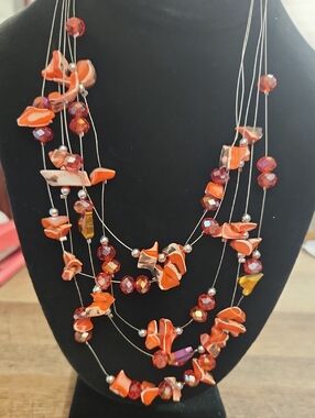 Wire Strand Necklace And Earring Set NWT